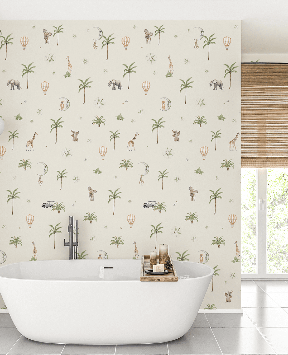 Creative Lab Amsterdam badkamer behang Go Go Safari bathroom wallpaper