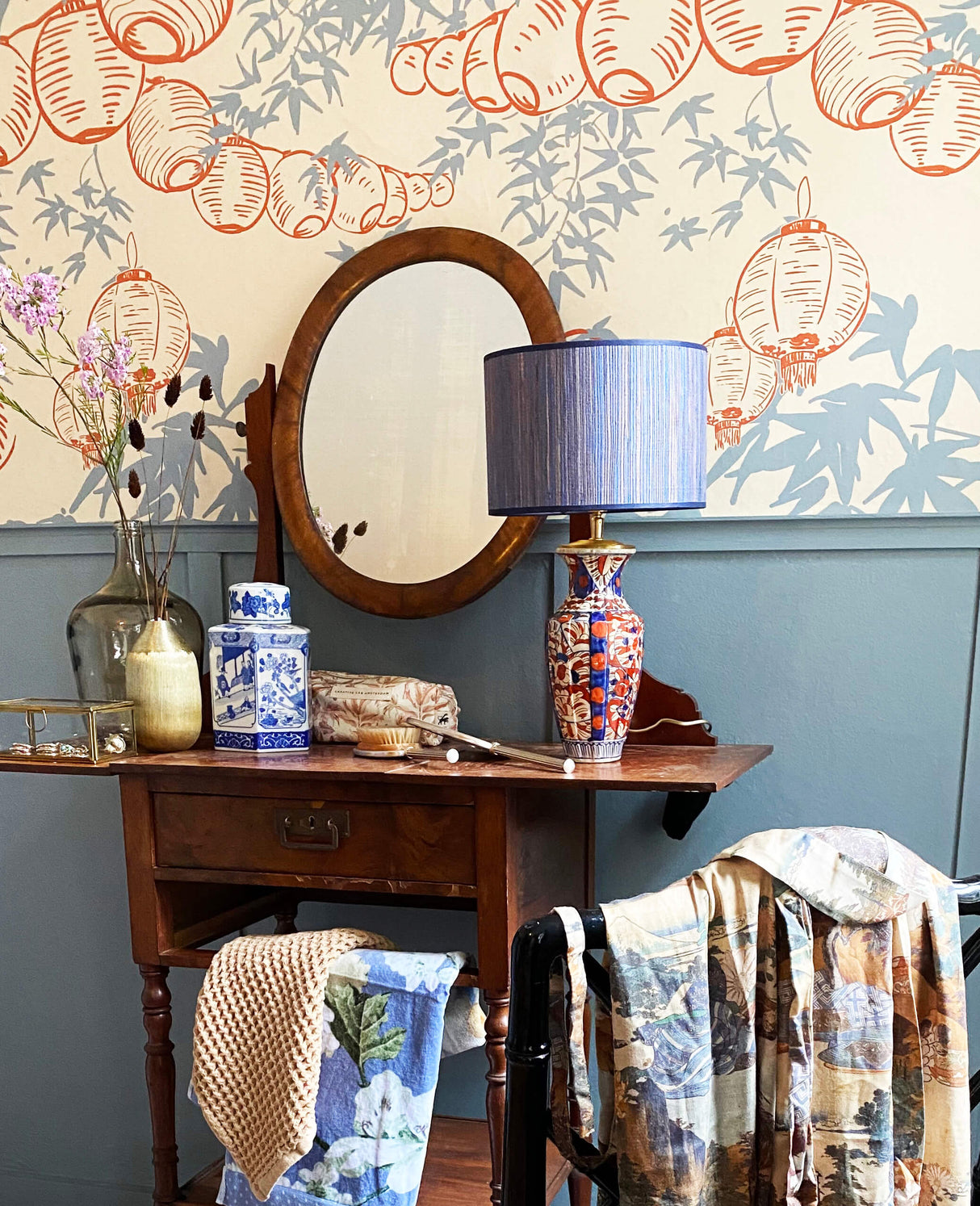 Creative Lab Amsterdam behang Lantern Festival Light Blue Wallpaper