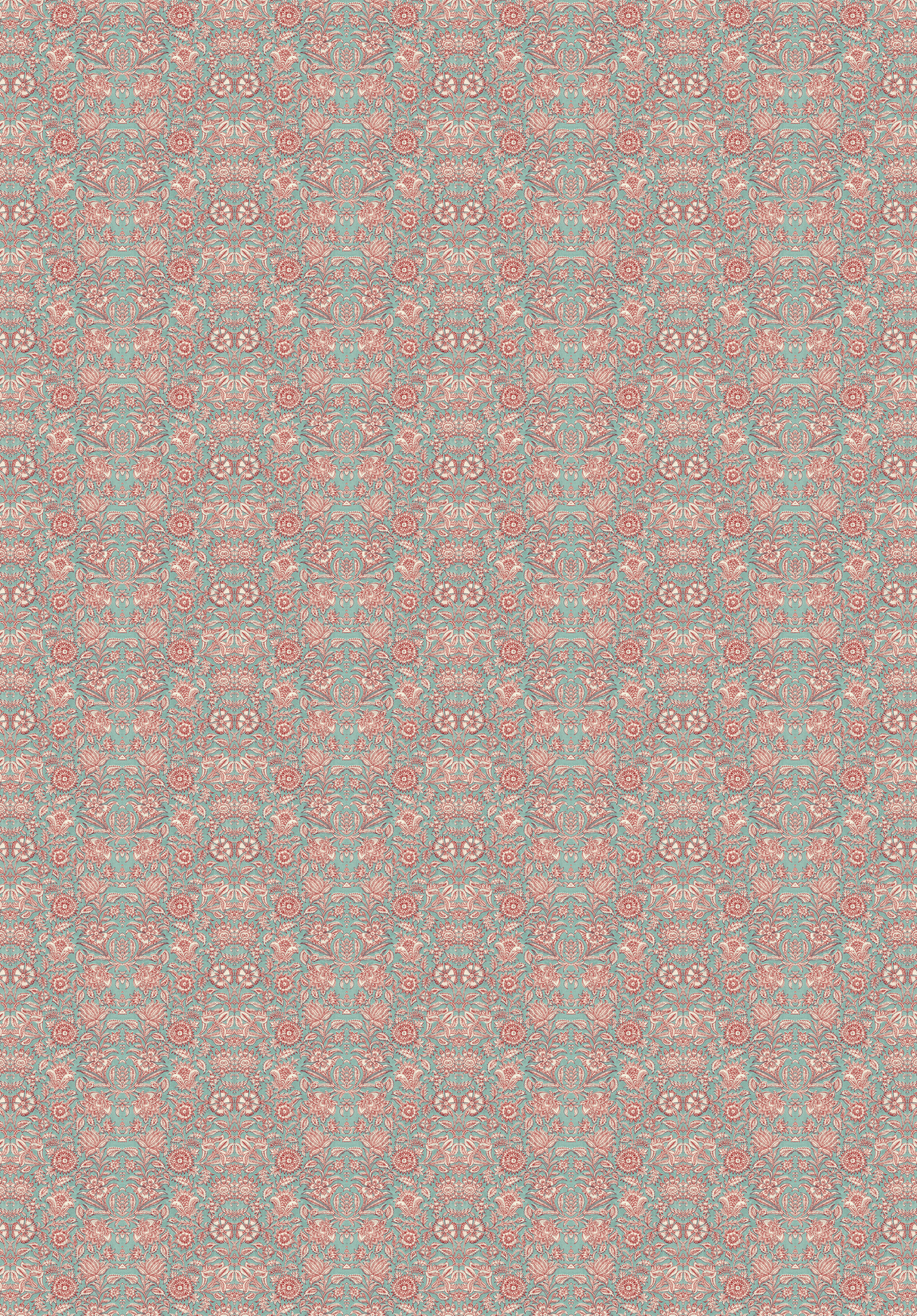 Creative Lab Amsterdam behang Indian Flower Turquoise wallpaper