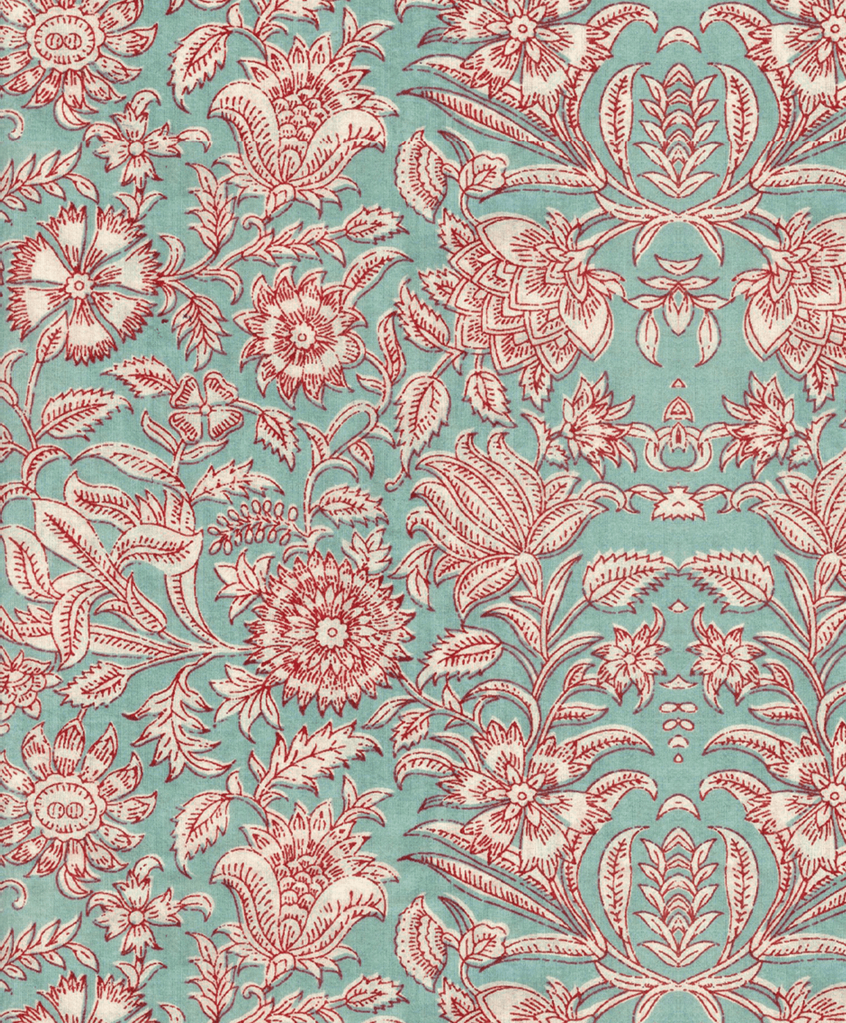 Creative Lab Amsterdam behang Indian Flower Turquoise wallpaper detail