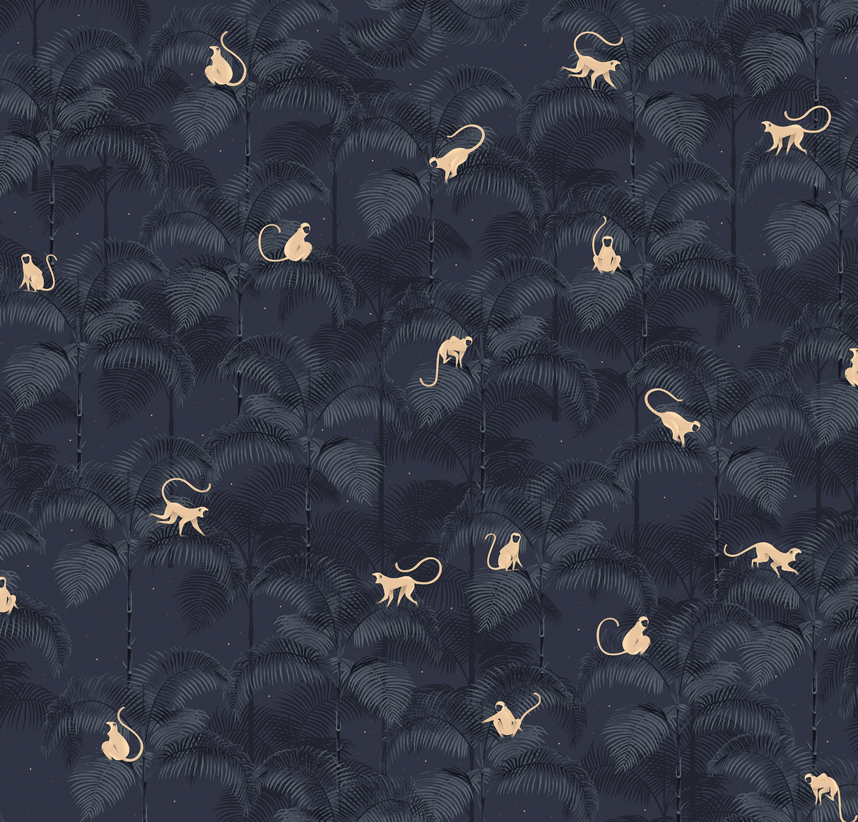 Creative Lab Amsterdam behang Monkey Night Blue Wallpaper