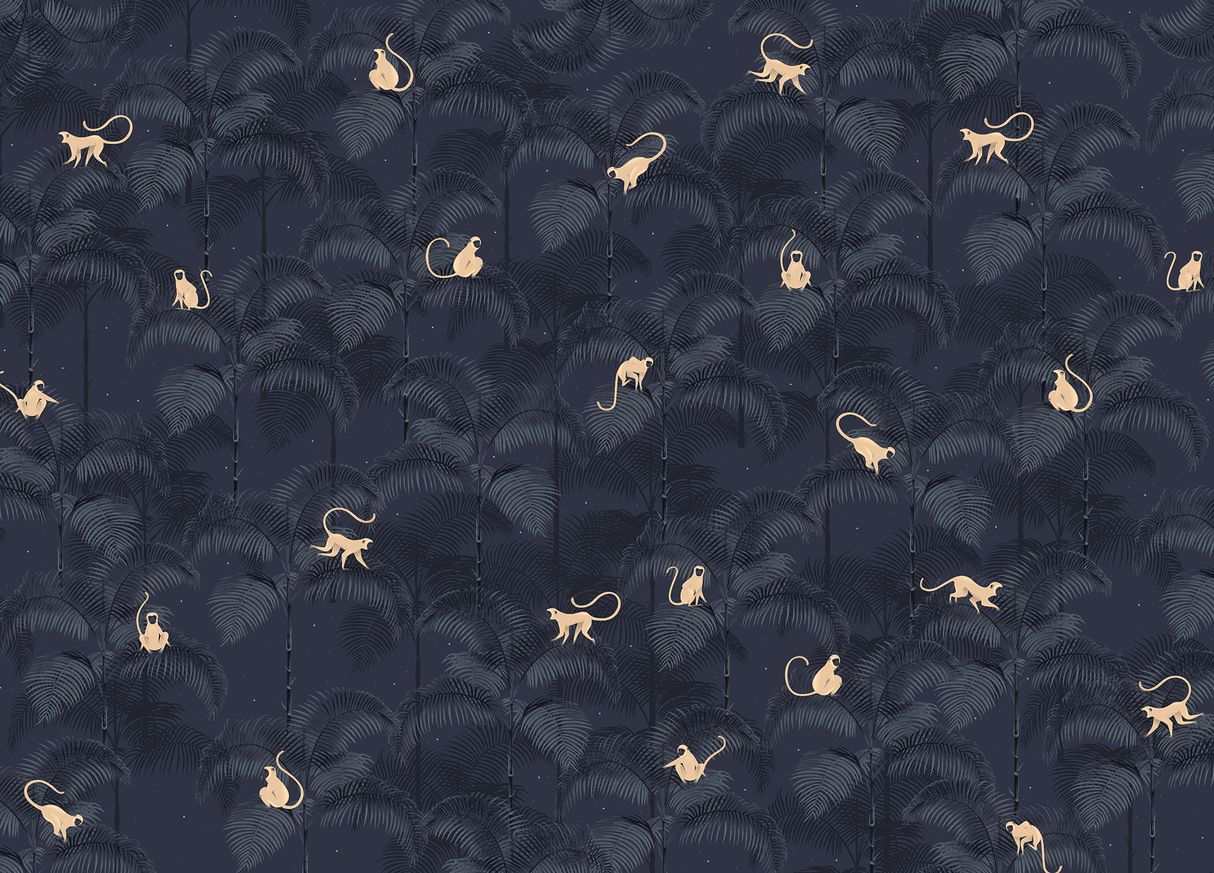 Creative Lab Amsterdam behang Monkey Night Blue Wallpaper