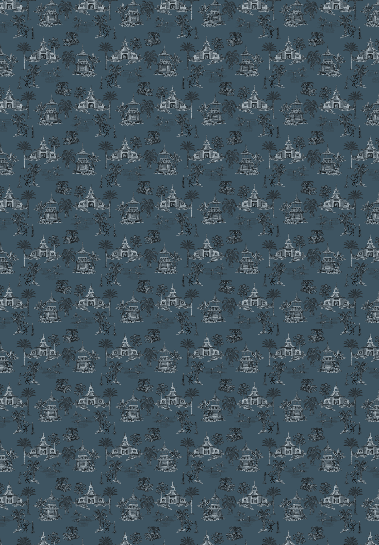 Creative Lab Amsterdam behang Oriental Teahouse Blues Blue Wallpaper