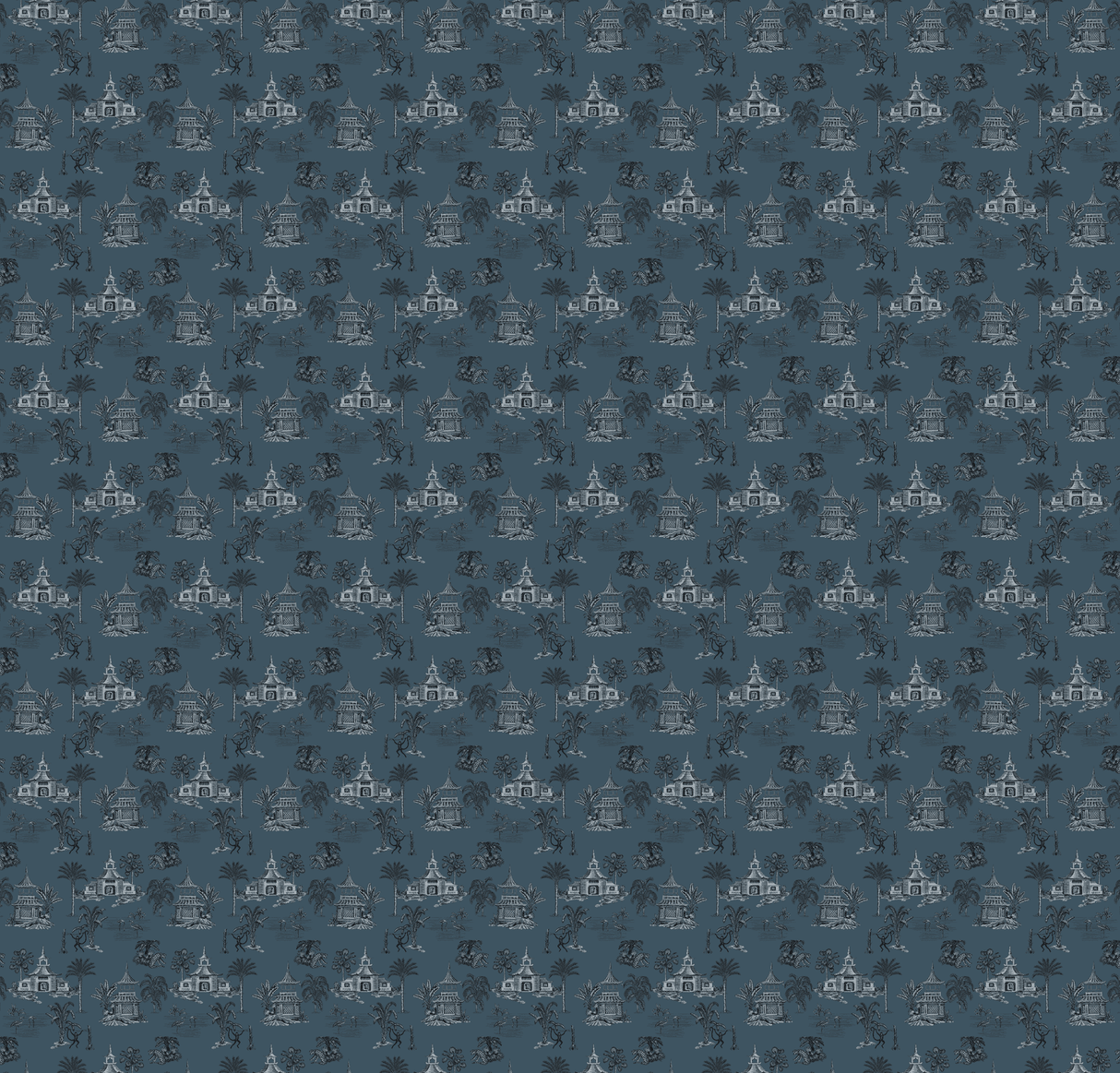 Creative Lab Amsterdam behang Oriental Teahouse Blues Blue Wallpaper