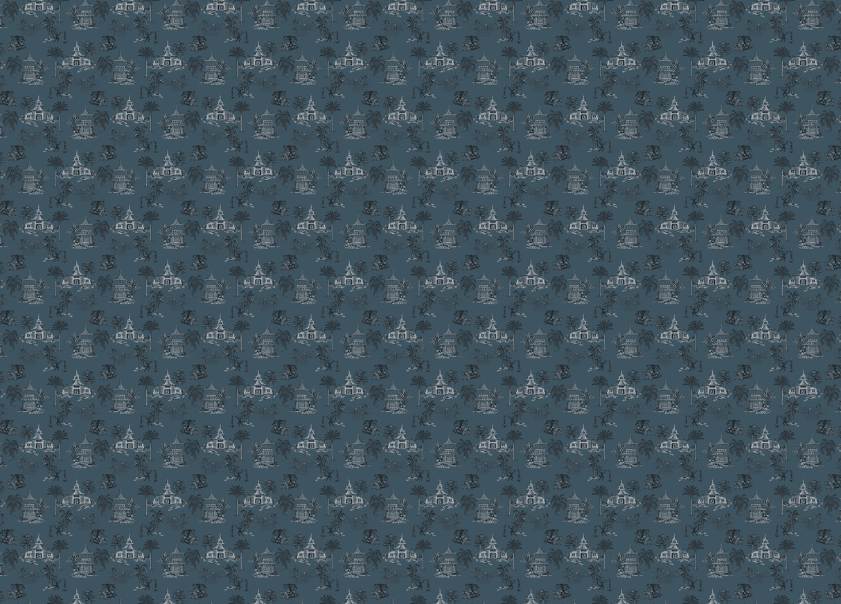 Creative Lab Amsterdam behang Oriental Teahouse Blues Blue Wallpaper