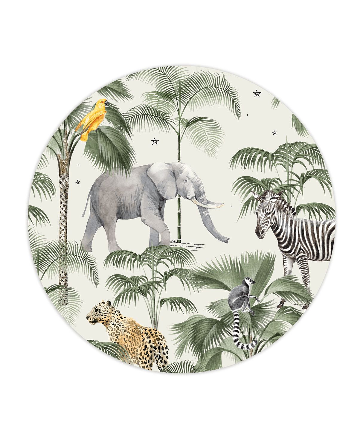 Creative Lab Amsterdam behang cirkel Palm Wildlife wallpaper circle