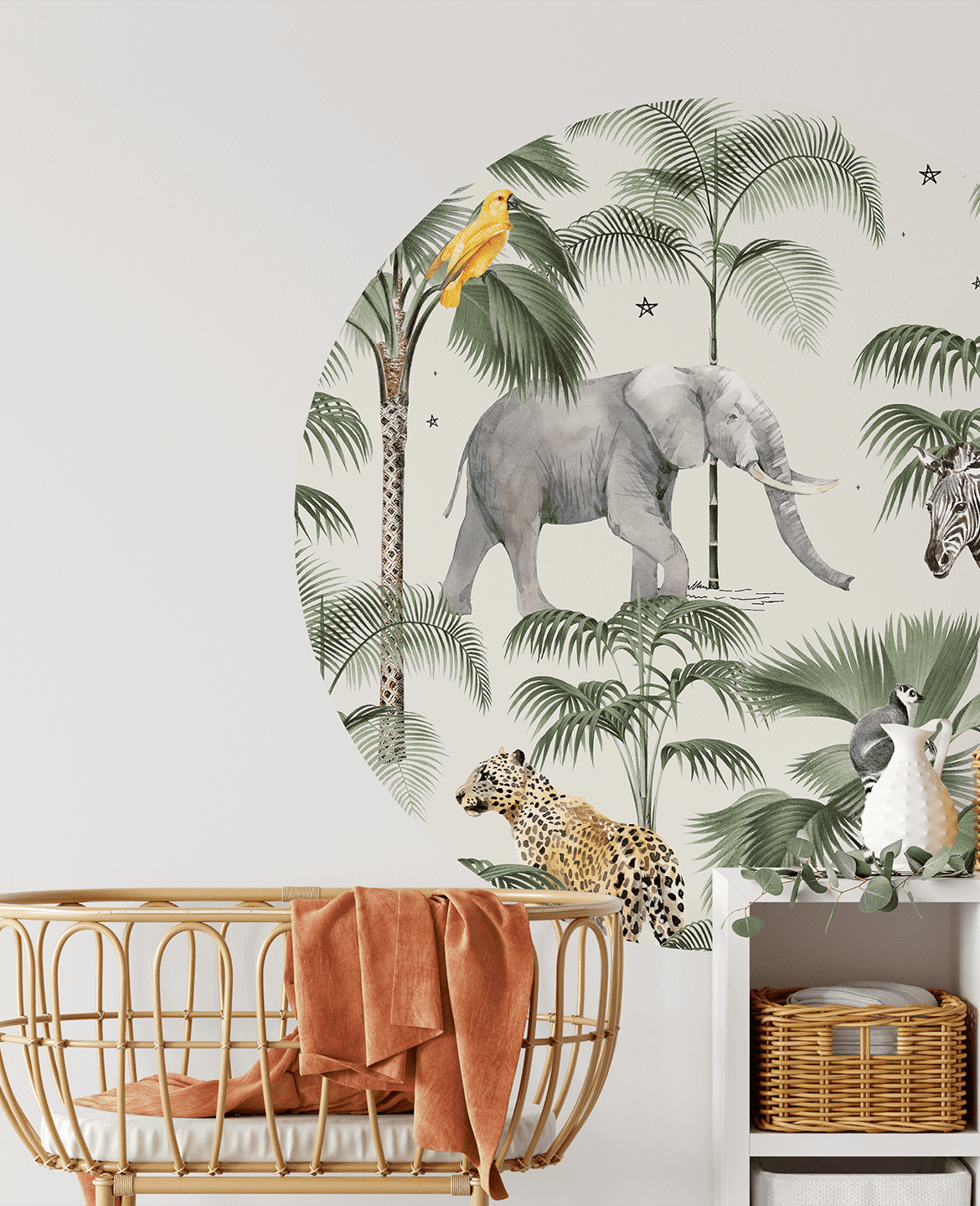 Creative Lab Amsterdam behang cirkel Palm Wildlife wallpaper circle