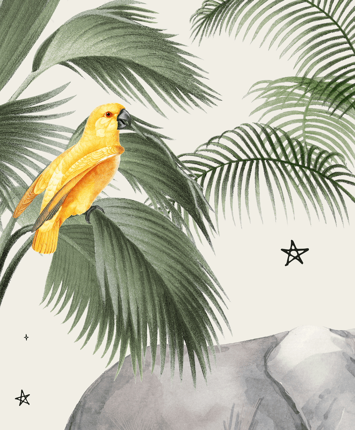 Creative Lab Amsterdam behang Palm Wildlife wallpaper detail