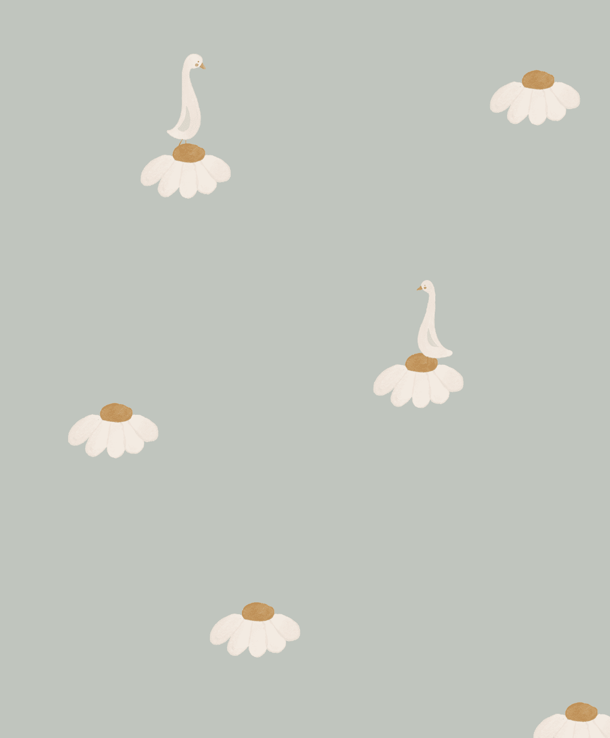 Creative Lab Amsterdam behang Sweet Camomile Green Light wallpaper detail