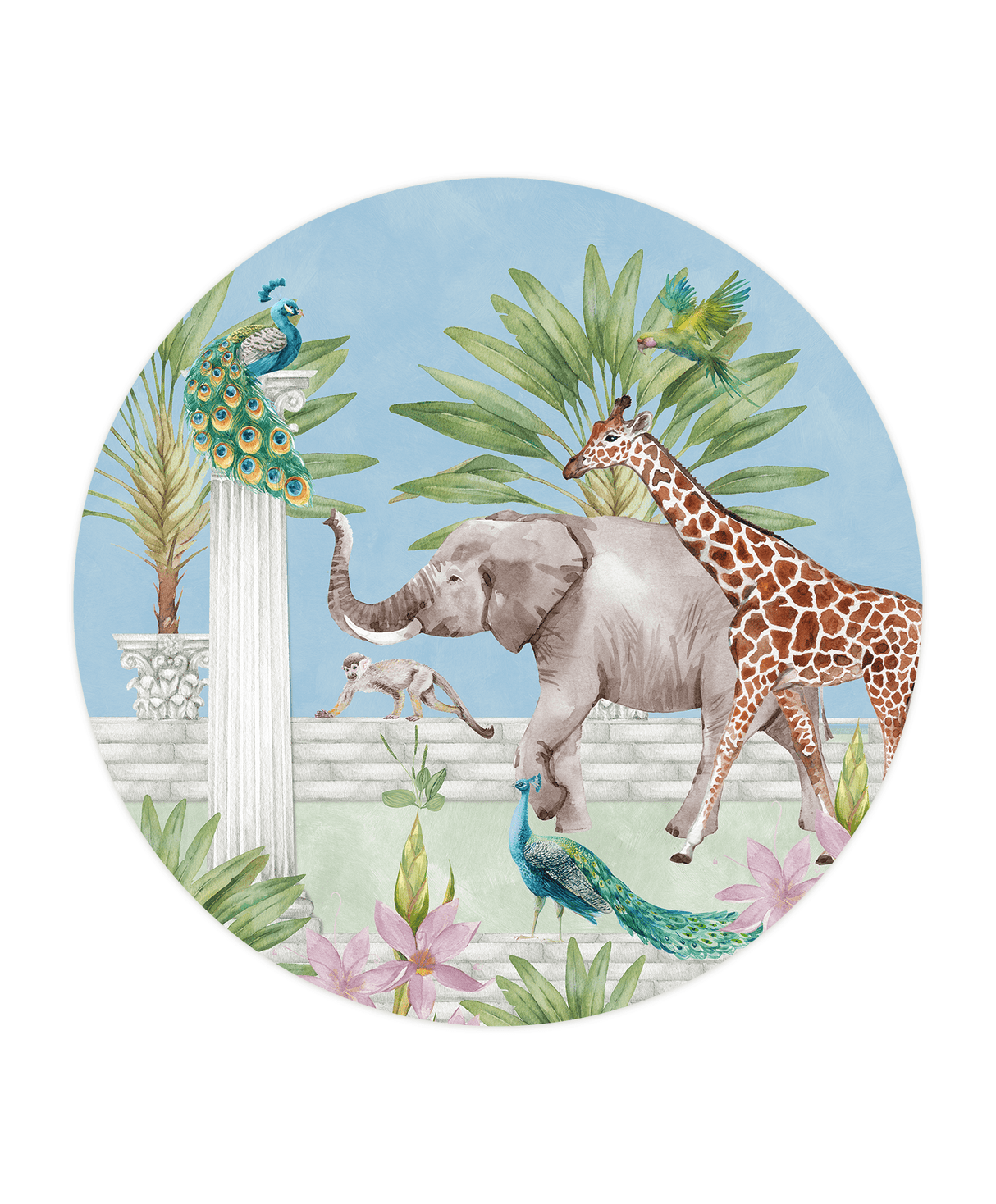 Creative Lab Amsterdam behang cirkel The Greek Animal Adventure wallpaper circle