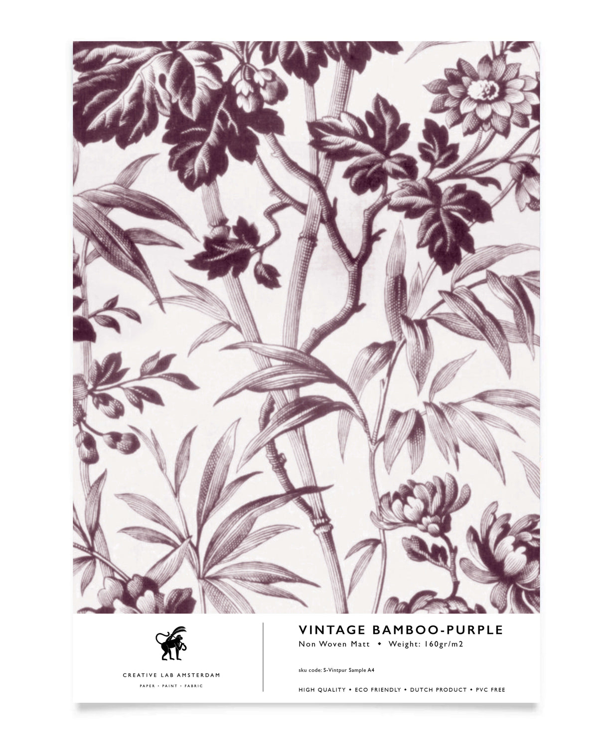 Vintage Bamboo Purple Wallpaper Sample