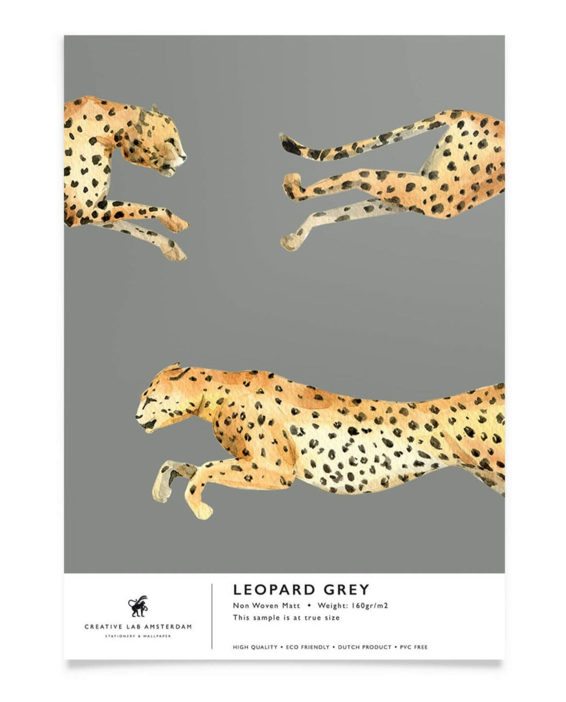 Creative Lab Amsterdam behang Leopard Grey wallpaper sample