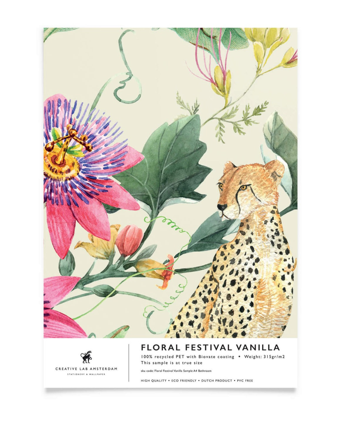 Creative Lab Amsterdam behang Floral Festival Vanilla bathroom wallpaper