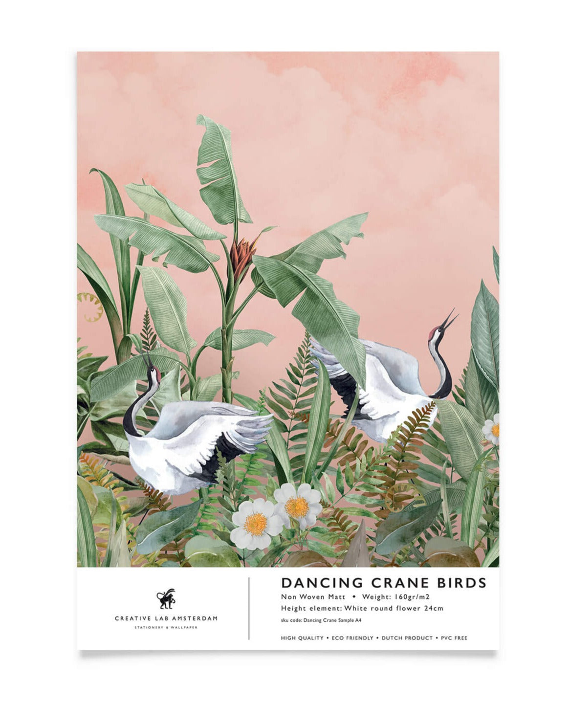 Creative Lab Amsterdam wallpaper sample of the Dancing Cranes design