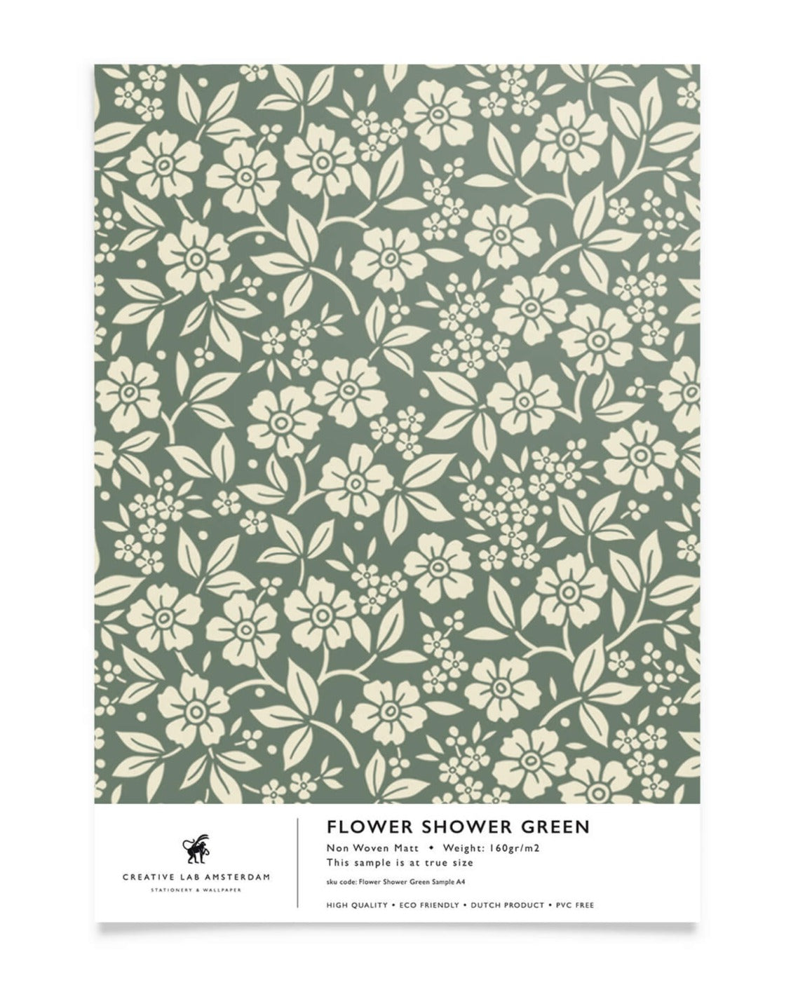 Creative Lab Amsterdam behang Flower Shower Green wallpaper sample
