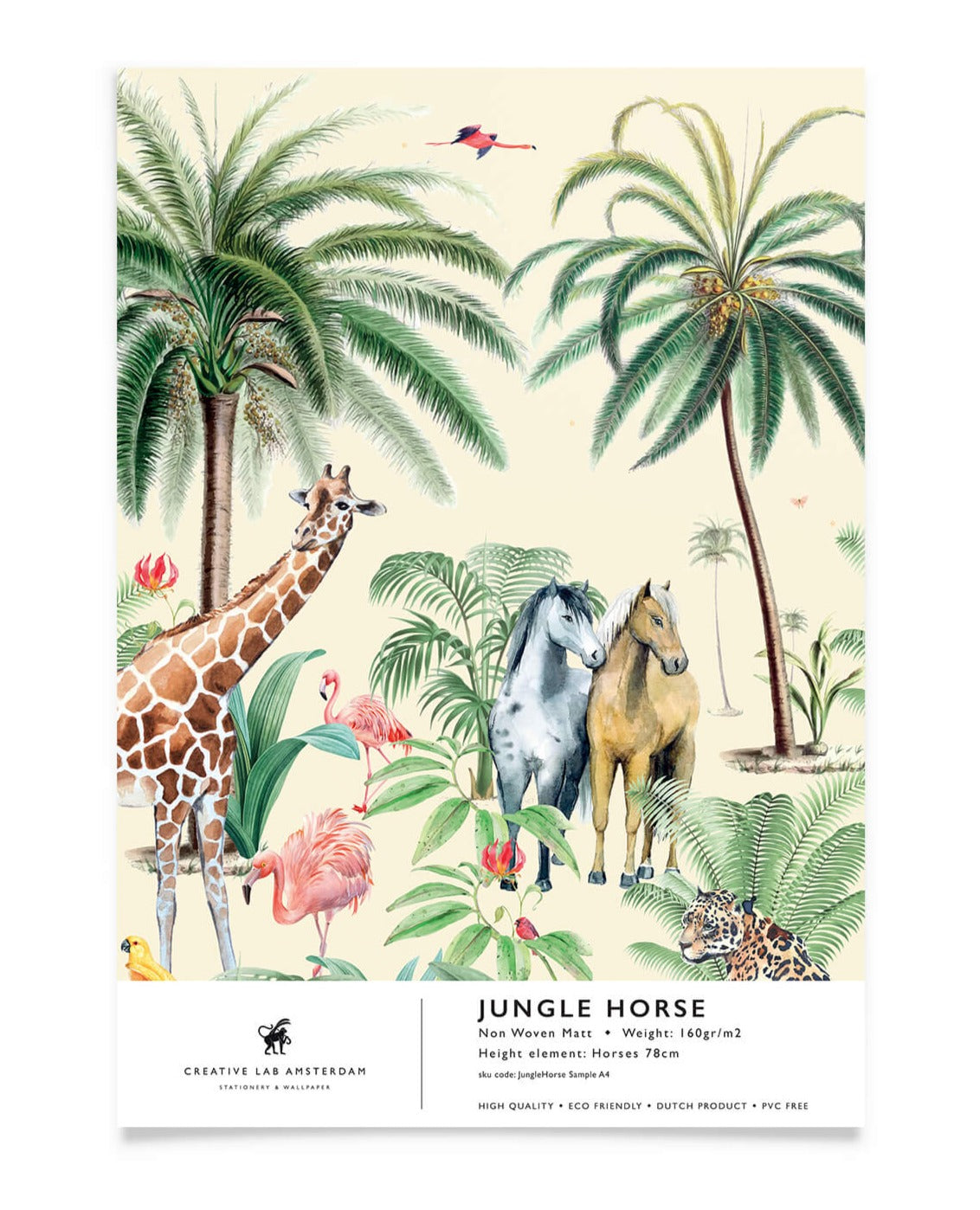 Creative Lab Amsterdam behang Jungle Horse Wallpaper sample