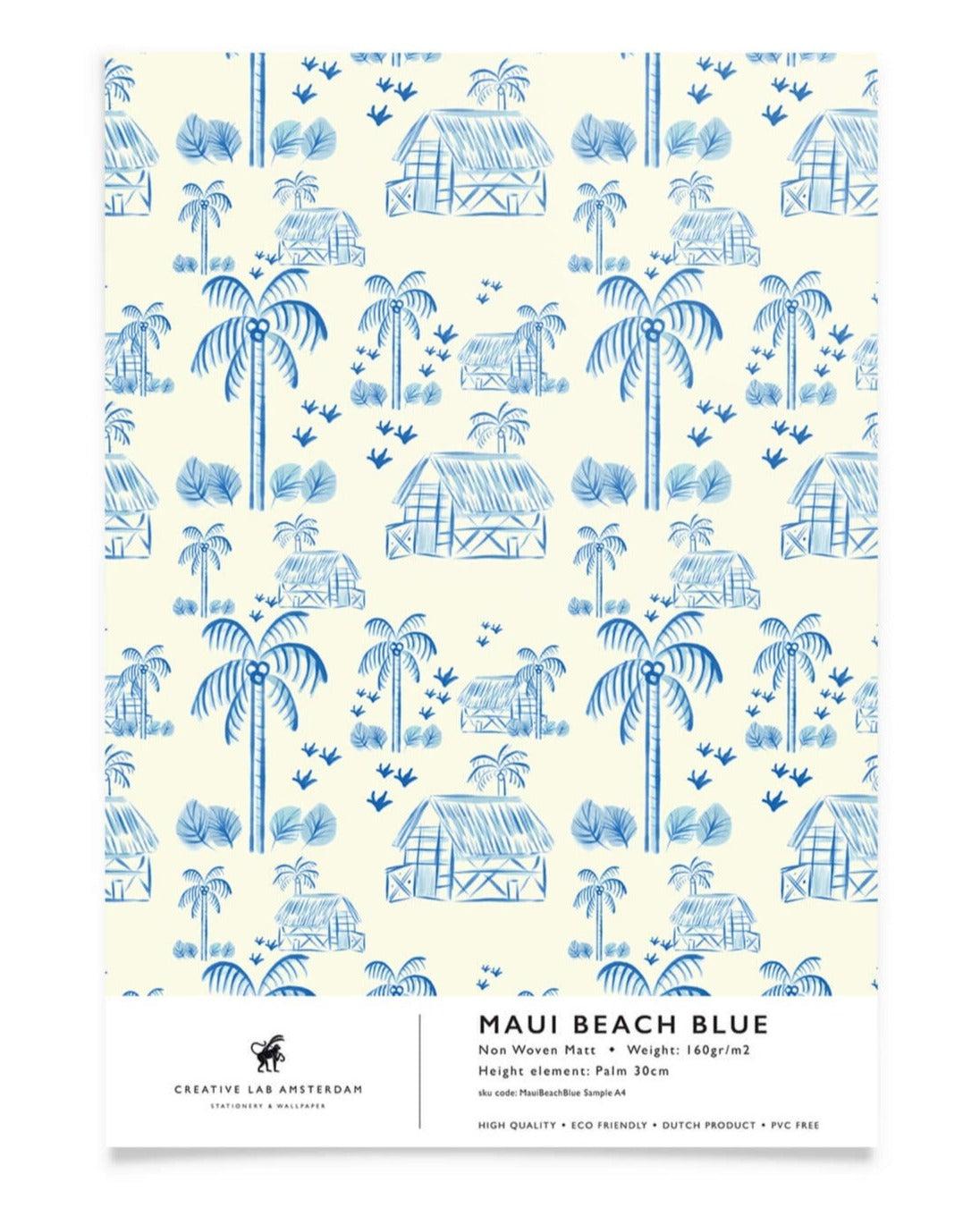 Creative Lab Amsterdam behang Maui Beach Blue Wallpaper Sample