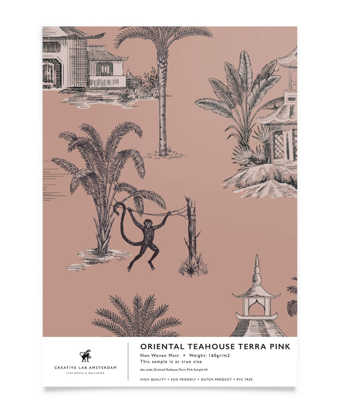 Creative Lab Amsterdam behang Oriental Teahouse Terra Pink wallpaper sample