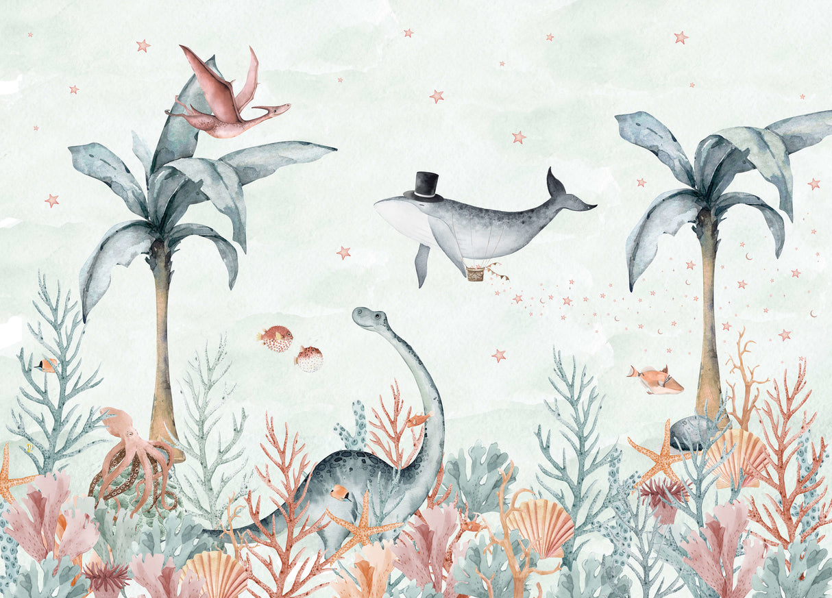 Creative Lab Amsterdam behang Flying Whale Wallpaper