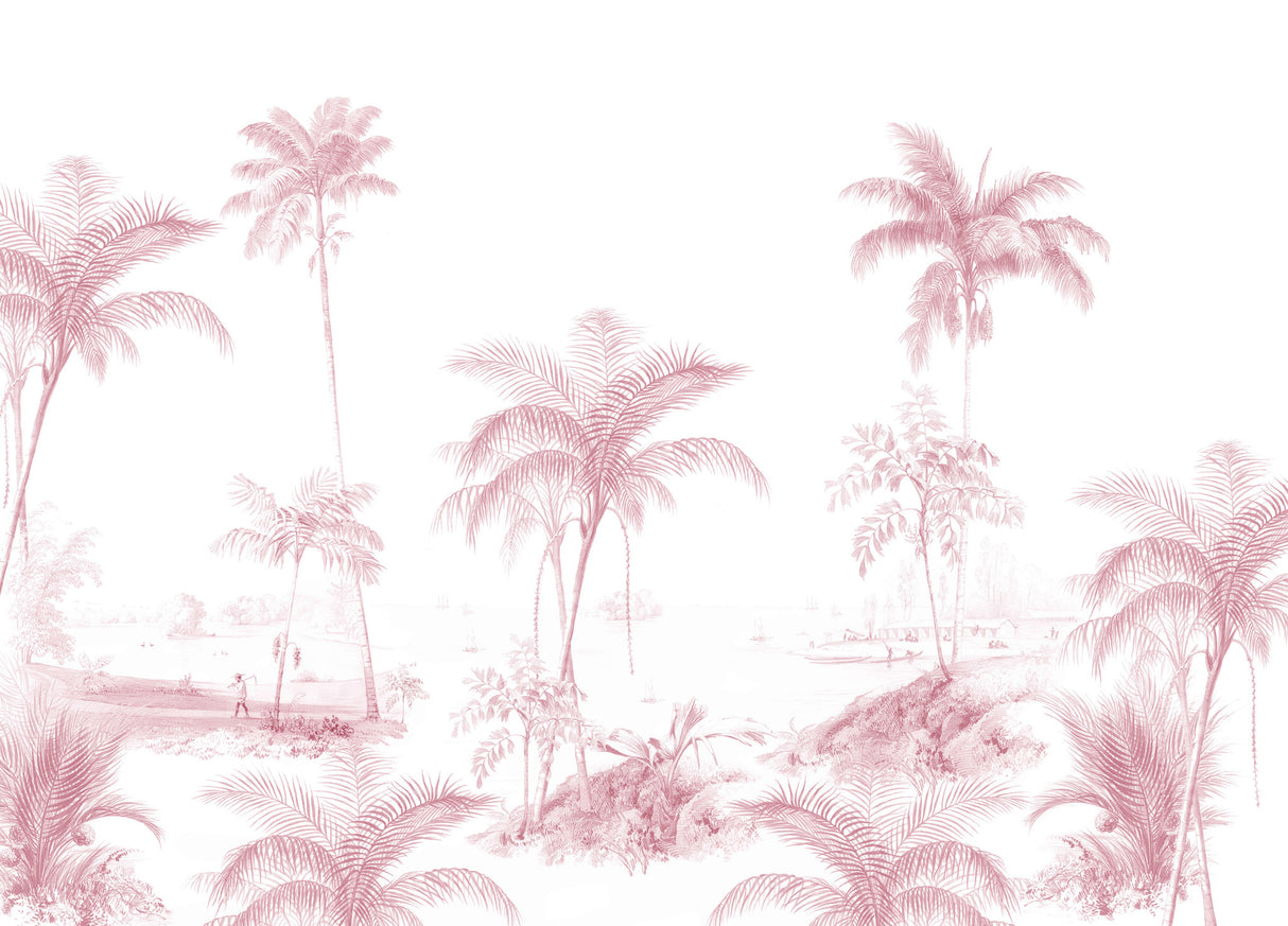 Creative Lab Amsterdam behang Exotic palms - Pink Wallpaper