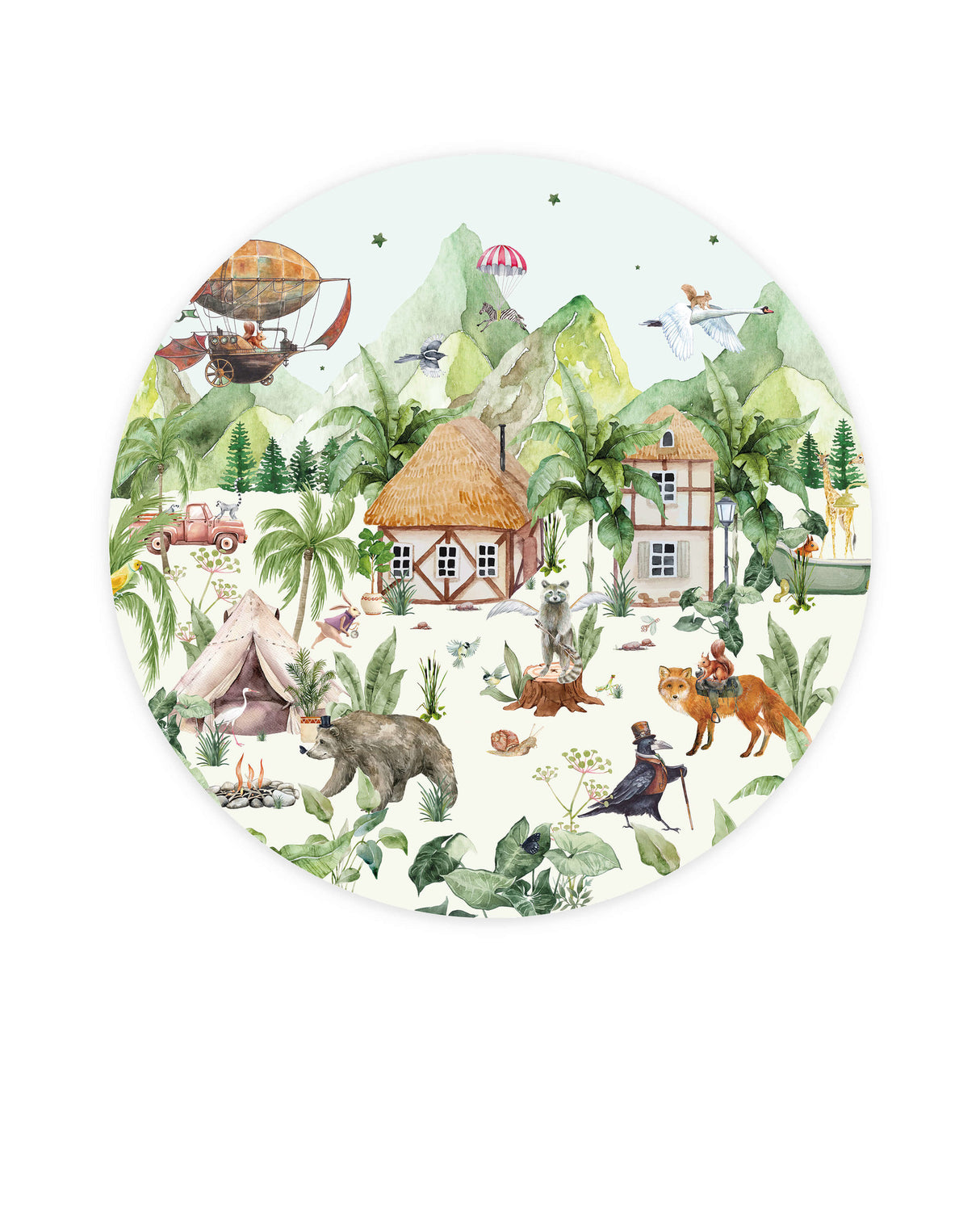 Creative Lab Amsterdam behang cirkel Magical village Wallpaper circle