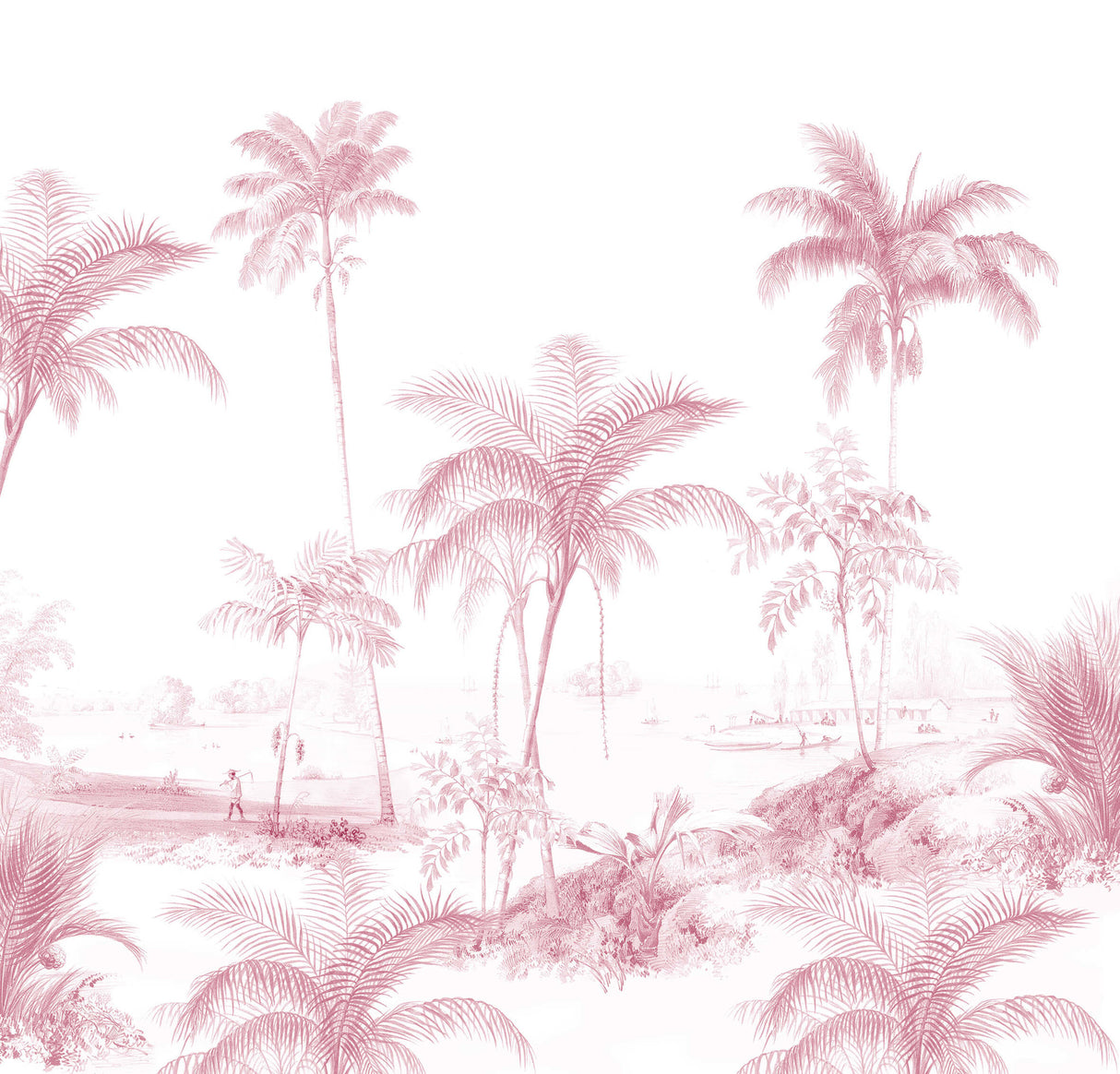 Creative Lab Amsterdam behang Exotic palms - Pink Wallpaper