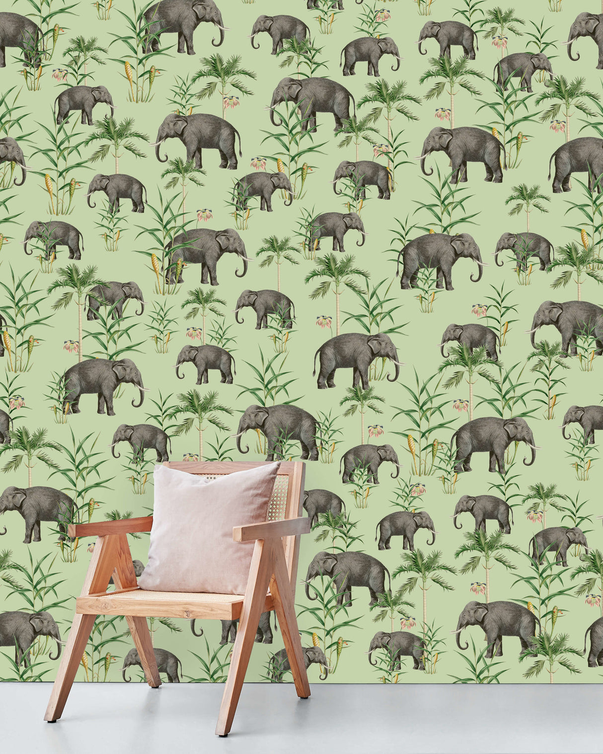 Creative Lab Amsterdam behang Oscar the Elephant Green Wallpaper