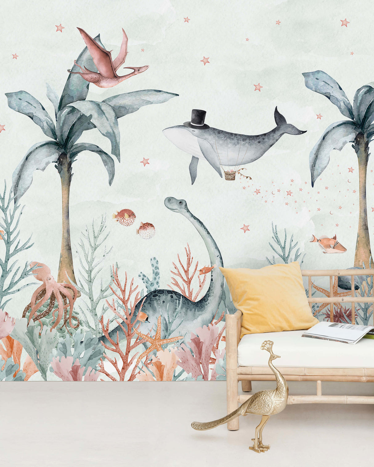 Creative Lab Amsterdam behang Flying Whale Wallpaper