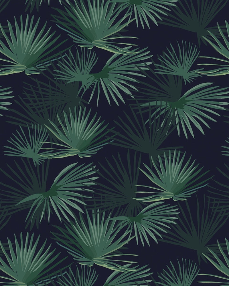 Creative Lab Amsterdam behang Palm Leaves Dark Green Wallpaper detail