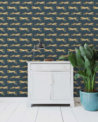 Creative Lab Amsterdam behang Leopard Blue wallpaper