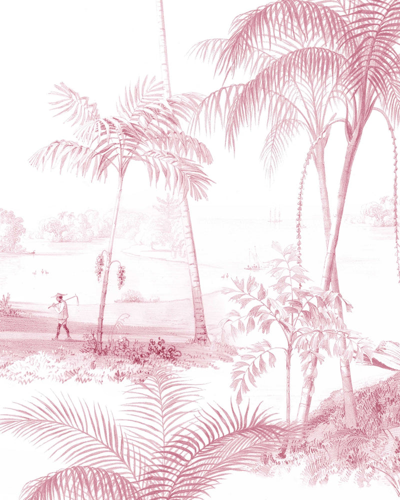 Creative Lab Amsterdam behang Exotic palms - Pink Wallpaper detail