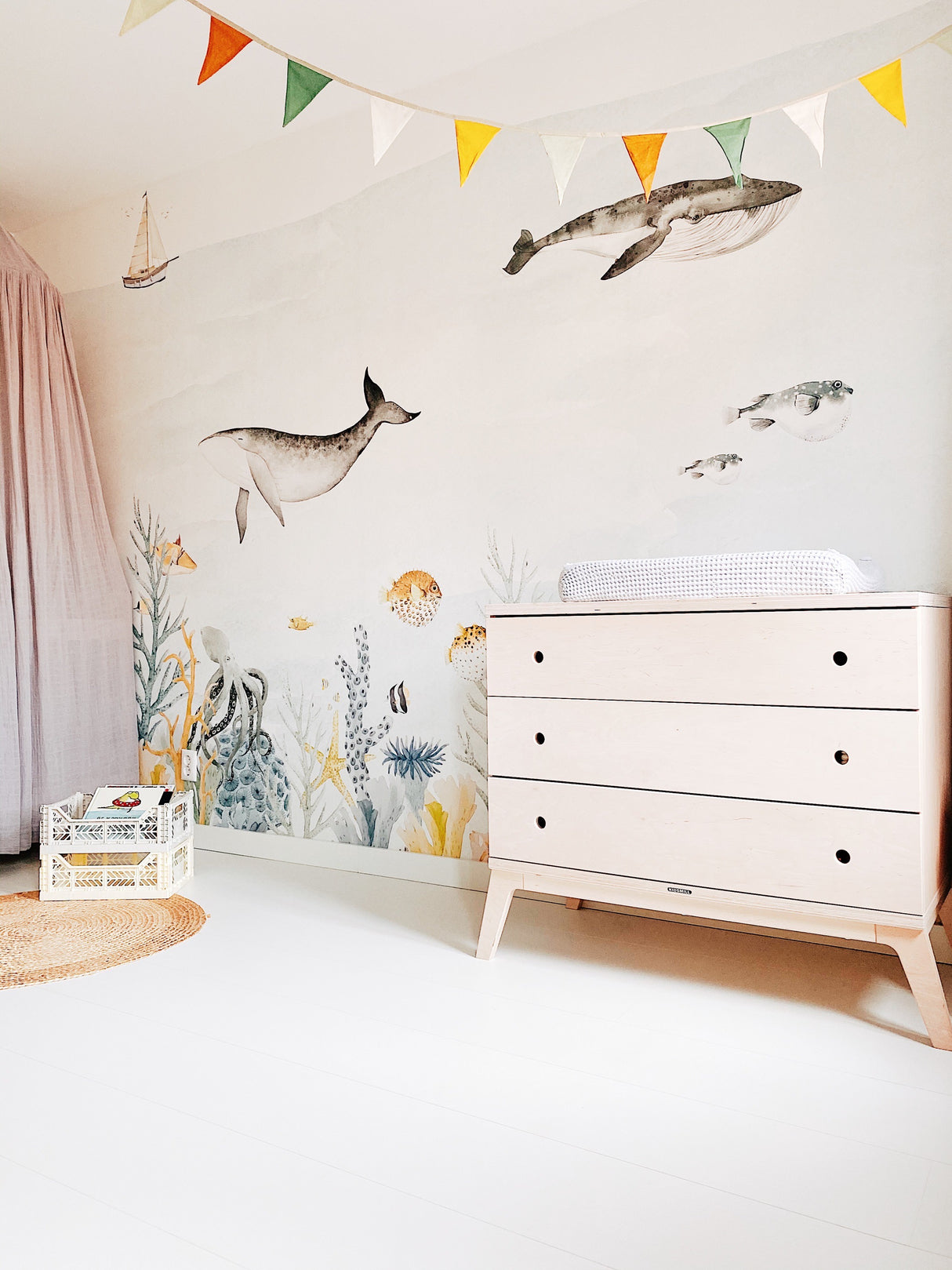 Meerestiere blau Tapeten