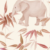 Elephants in Bloom - Pink Wallpaper