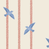 Stripy Bird - Red Blue Sample