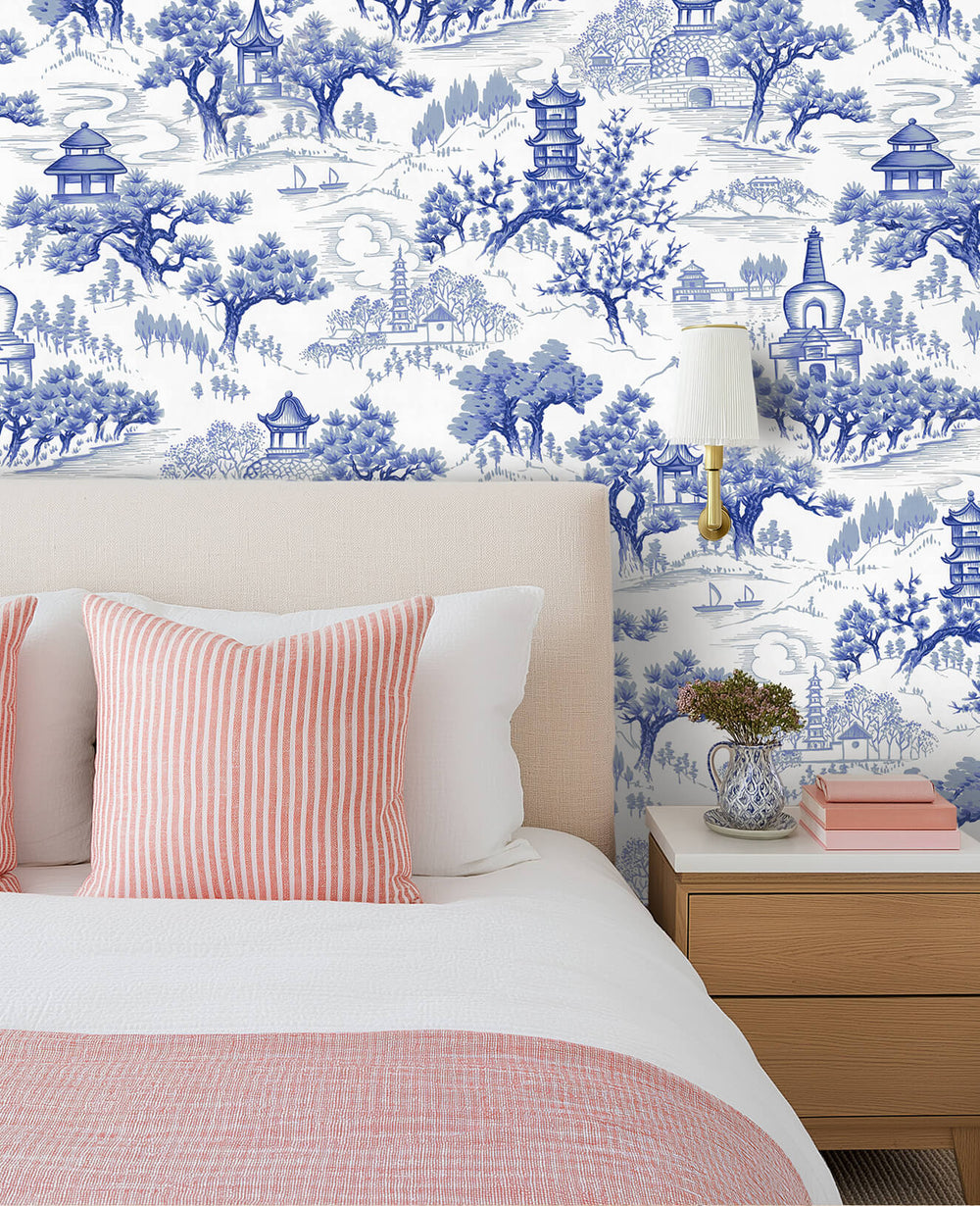 Chinoiserie blue Wallpaper Sample – Creative Lab Amsterdam