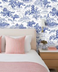 Chinoiserie blue Wallpaper Sample
