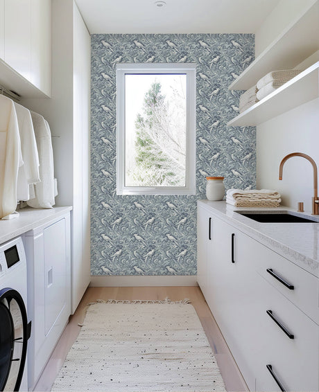 Plume Royale Blue Wallpaper Sample