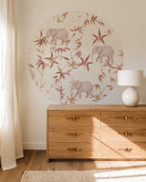 Elephants in Bloom - Pink Wallpaper