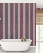 Creative Lab Amsterdam badkamer behang Eclectic Bamboo Ribbon Burgundy bathroom wallpaper