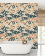 Creative Lab Amsterdam badkamer behang Lantern Festival Dark Blue bathroom wallpaper