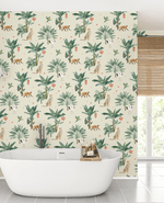Creative Lab Amsterdam badkamer behang Lovely Bubbly Jungle Vanilla bathroom wallpaper
