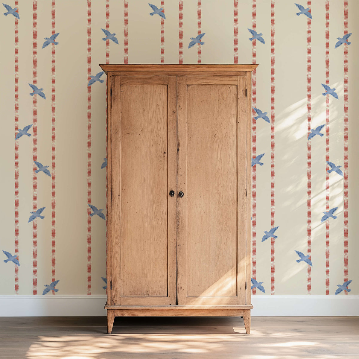 Stripy Bird - Red Blue Sample