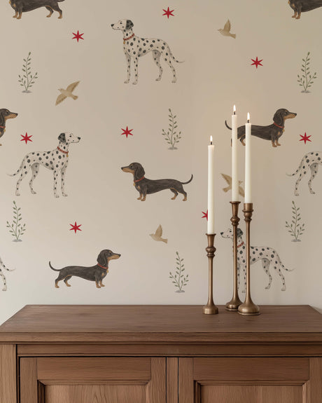 Spots & Sausage - Creme Wallpaper