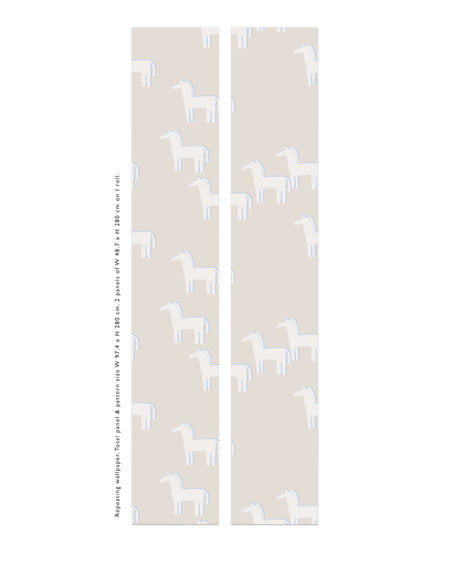 Horse - Beige Blue Wallpaper