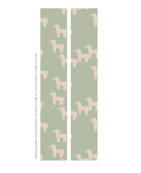 Horse - Green Pink Wallpaper
