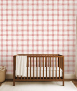 Sage Check Pink Wallpaper