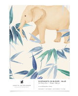Elephants in Bloom - Blue Sample