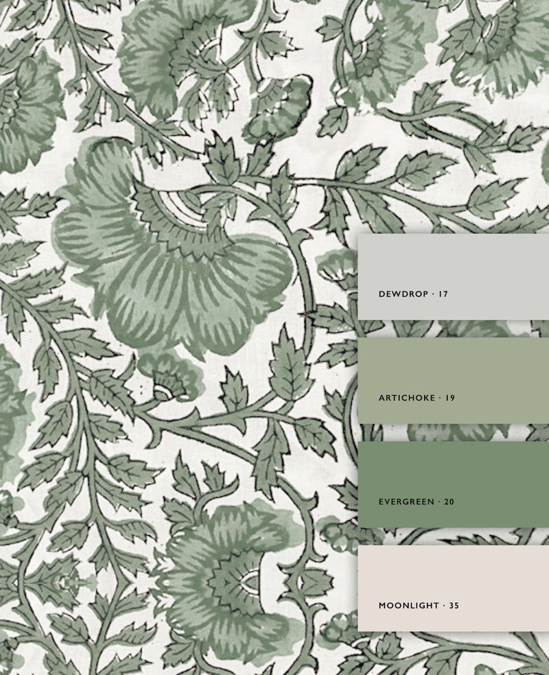 Bombay Flower Green Wallpaper