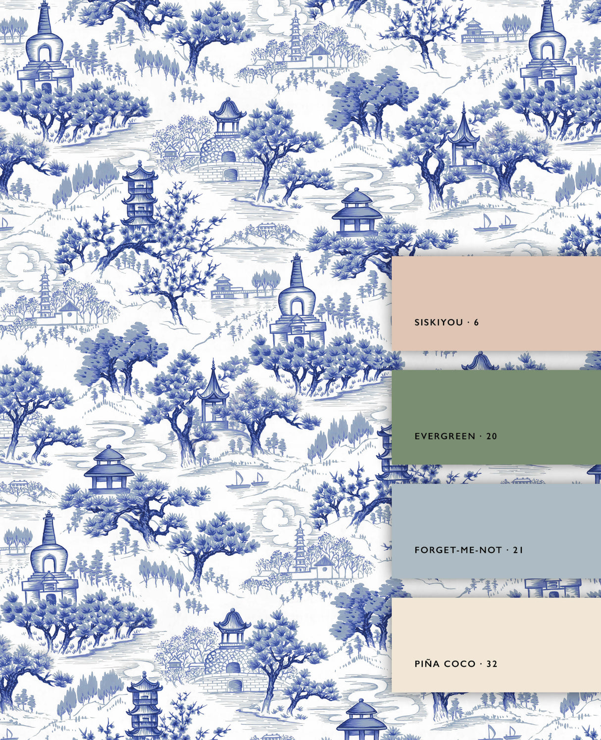 Chinoiserie blue Wallpaper Sample