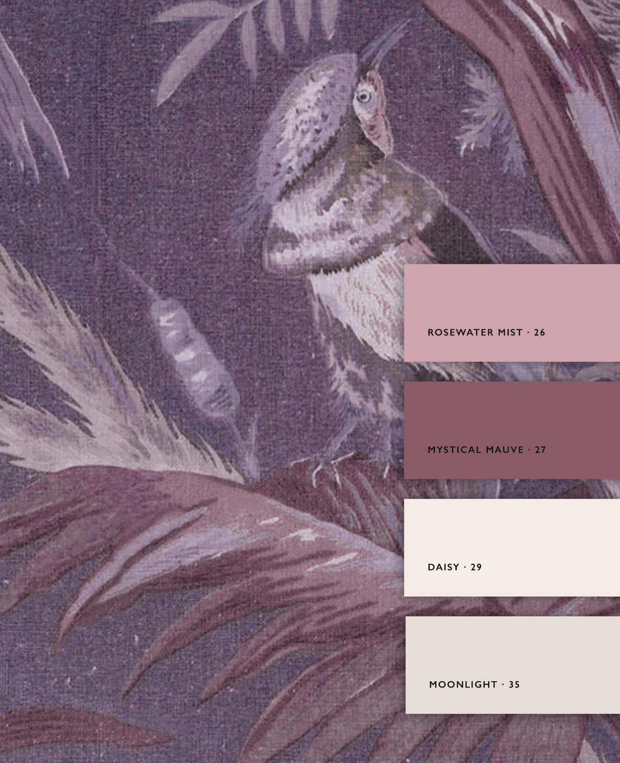 Vintage Feathers Purple Wallpaper